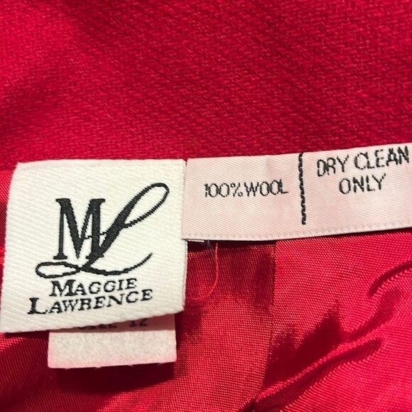 VINTAGE 90s maggie lawrence red wool skirt size 12 - Picture 9 of 10